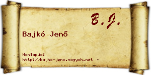 Bajkó Jenő névjegykártya